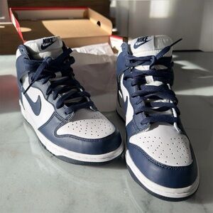 Nike Kids Navy and White High-Top Sneakers / similar to women’s 8.5